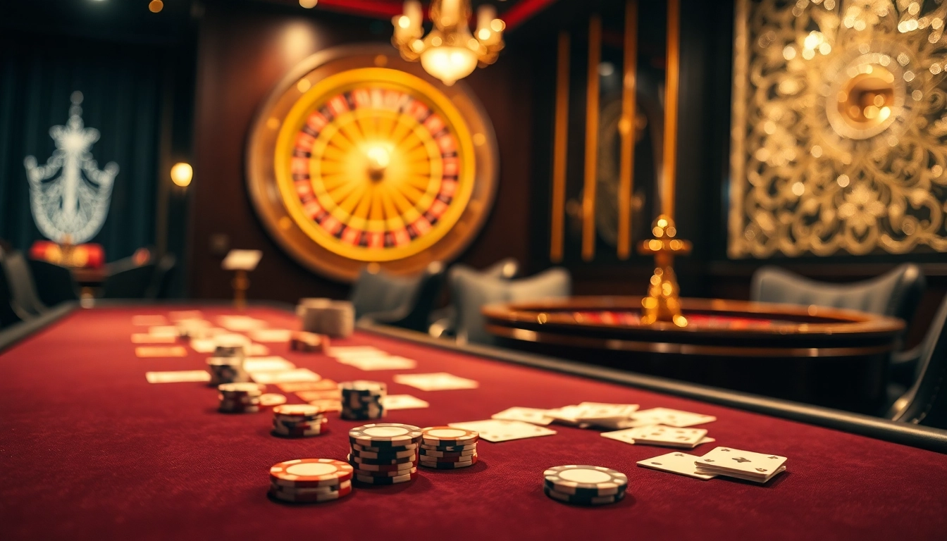 Experience the thrill of vin88 nhà cái at a luxurious casino table with poker chips and cards.