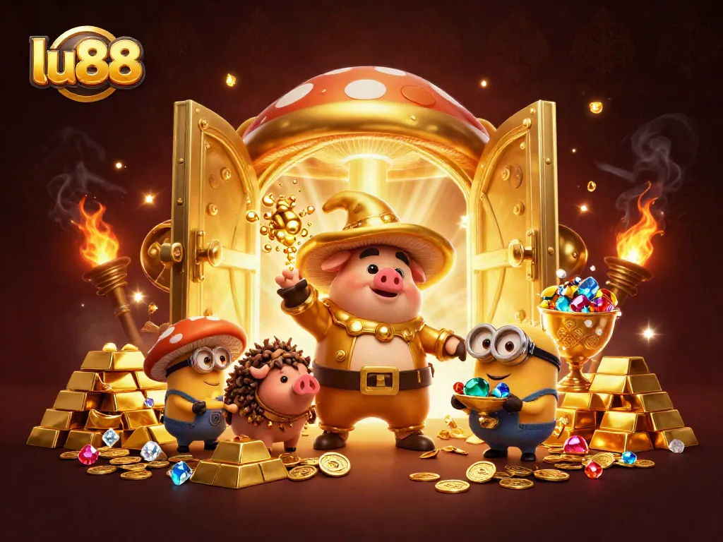 Engage and win big with lu88's magical gold-filled 3D casino adventure featuring treasures and wizards.
