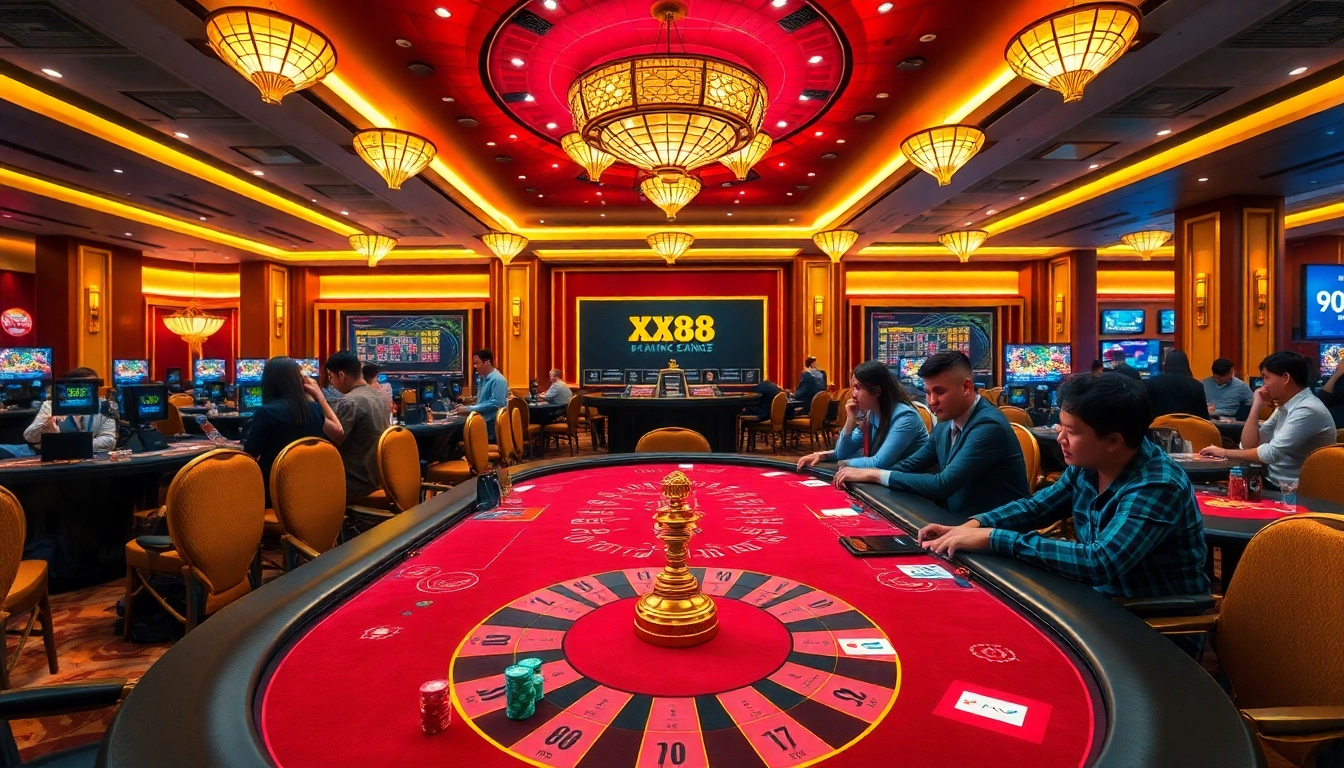 Experience the excitement of Nhà cái XX88 with a vibrant casino atmosphere featuring engaging players and thrilling games.