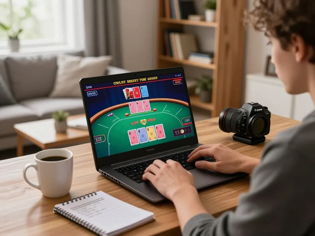 Engage with online poker action at the Link nhà cái Xo88, showcasing strategies and a cozy gaming setup.