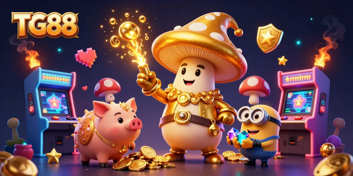 Engage with TG88's magical casino world featuring golden elements and vibrant gaming action.