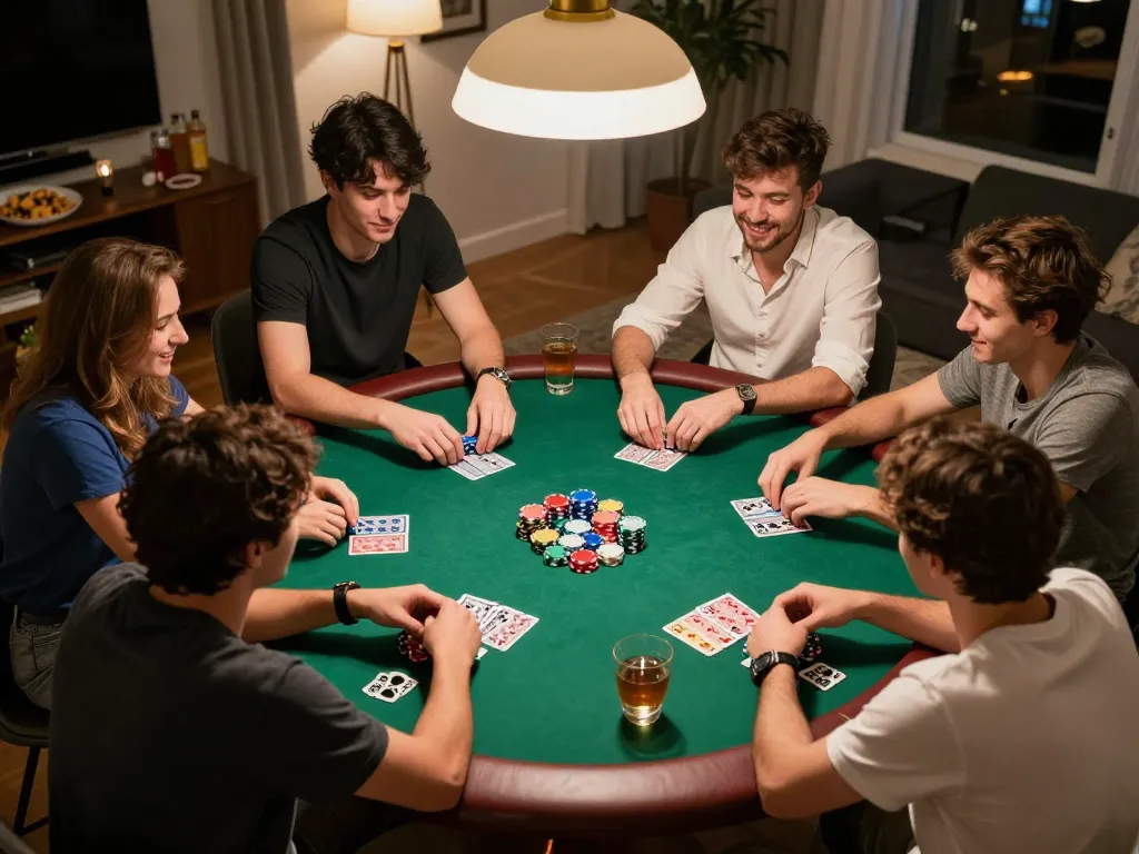Capture the excitement of playing slot gacor at a home poker night with friends.