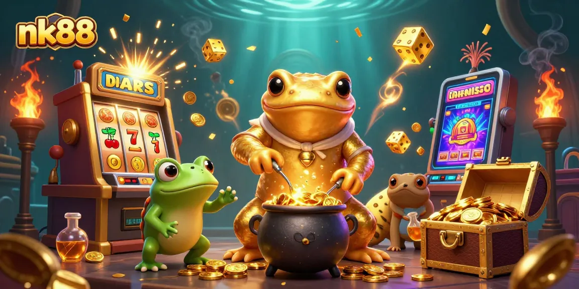 Experience the excitement of nk88 casino with vibrant visuals of golden winnings and thrilling gameplay.