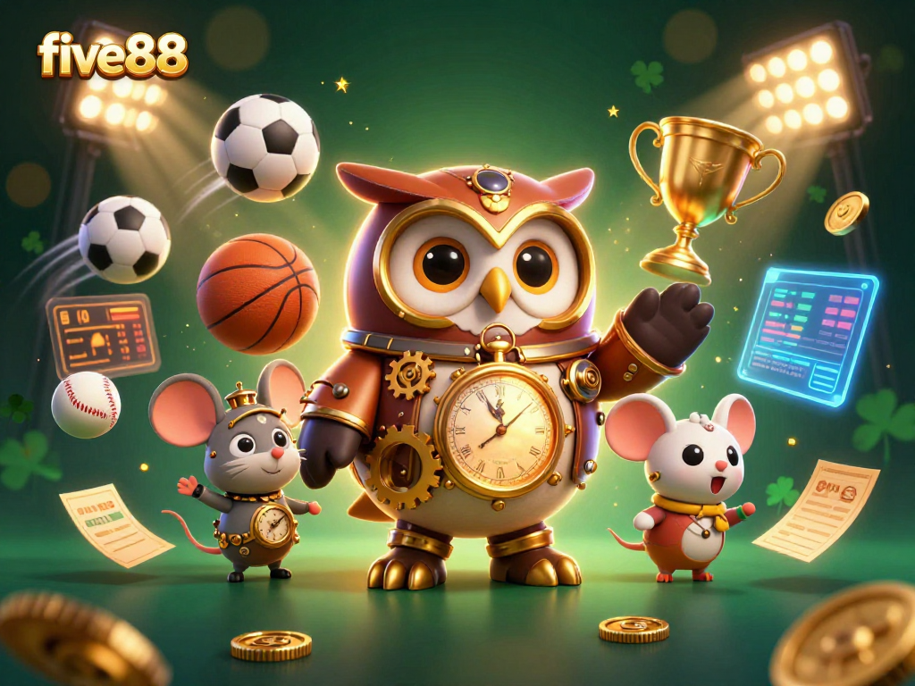 Join the excitement at five88 with a thrilling 3D casino adventure featuring steampunk characters and dynamic sports elements.