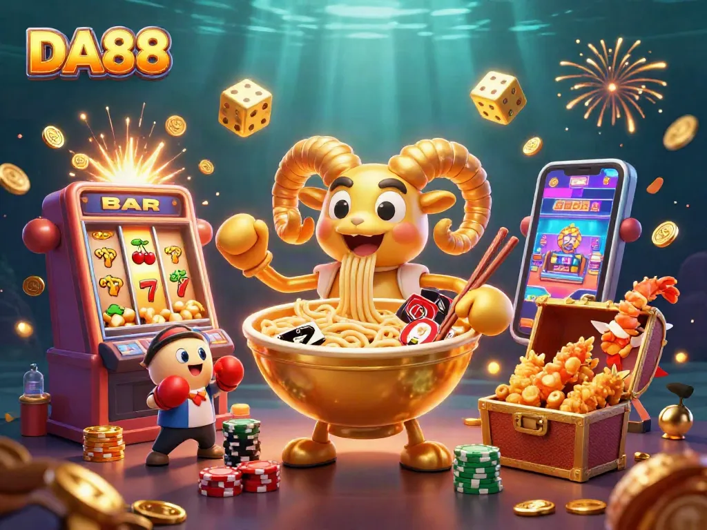 Engage with DA88's exciting gaming world through vibrant casino characters and dynamic elements.