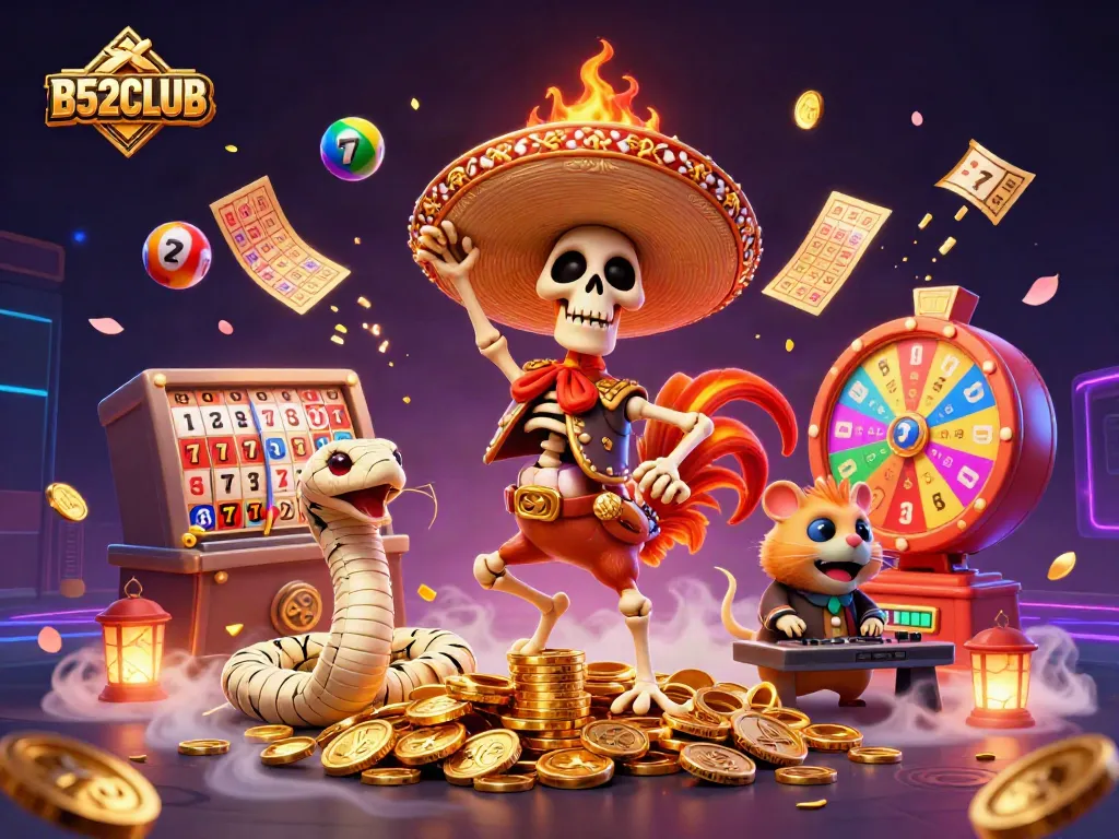 B52CLUB offers exciting games with vibrant visuals and winning chances amidst a lively casino scene.