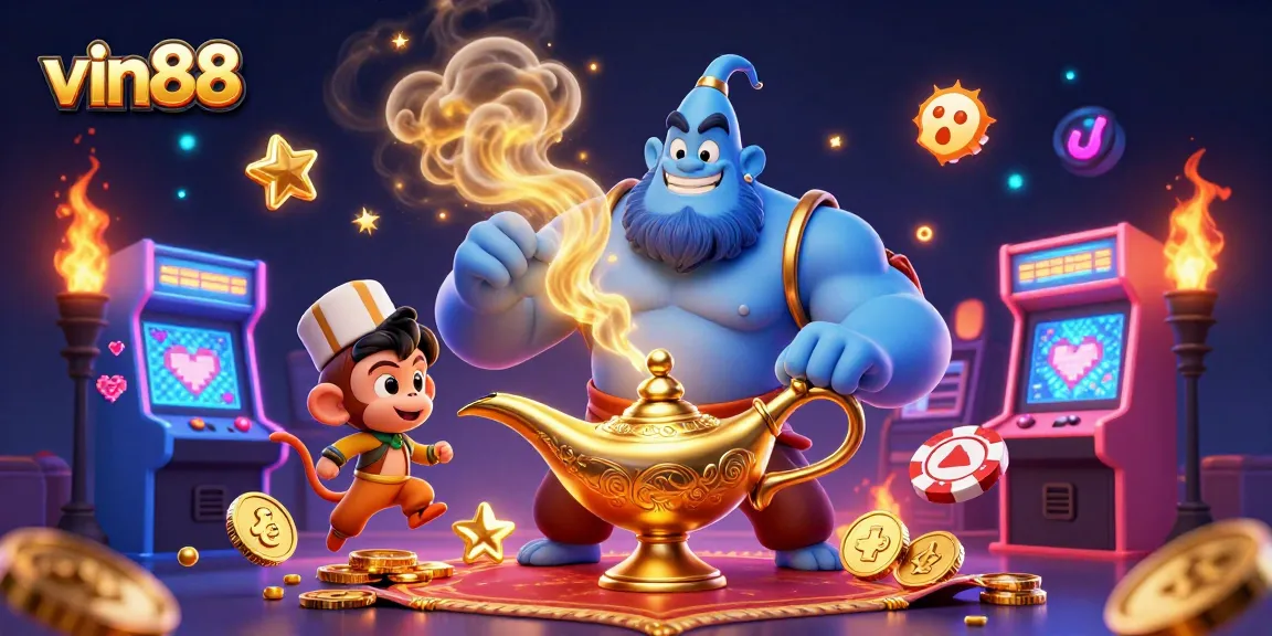 Spin slots with vin88's vibrant characters in a magical casino setting for an unforgettable experience.