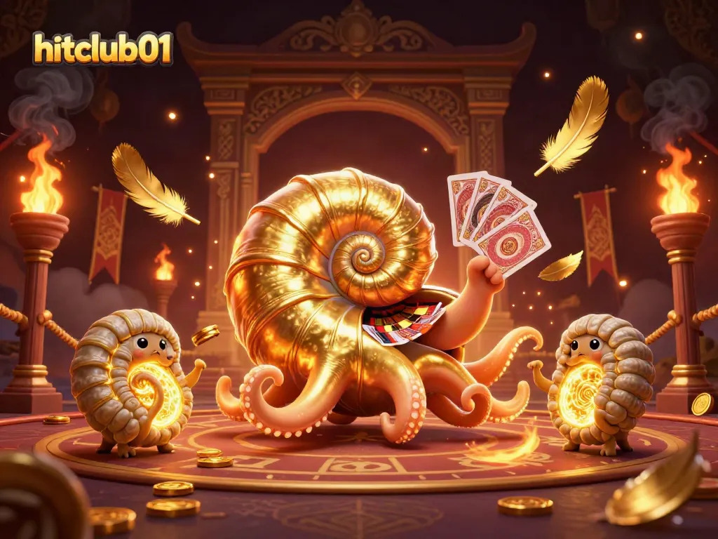 Hitclub01 engages players with a vibrant scene of a giant nautilus roulette wheel and glowing ammonites.