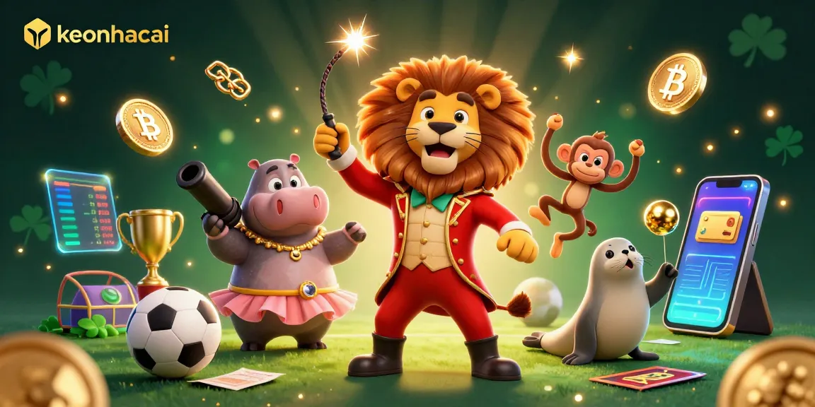 Engage with keonhacai in this vibrant sports betting scene featuring colorful characters and digital elements.