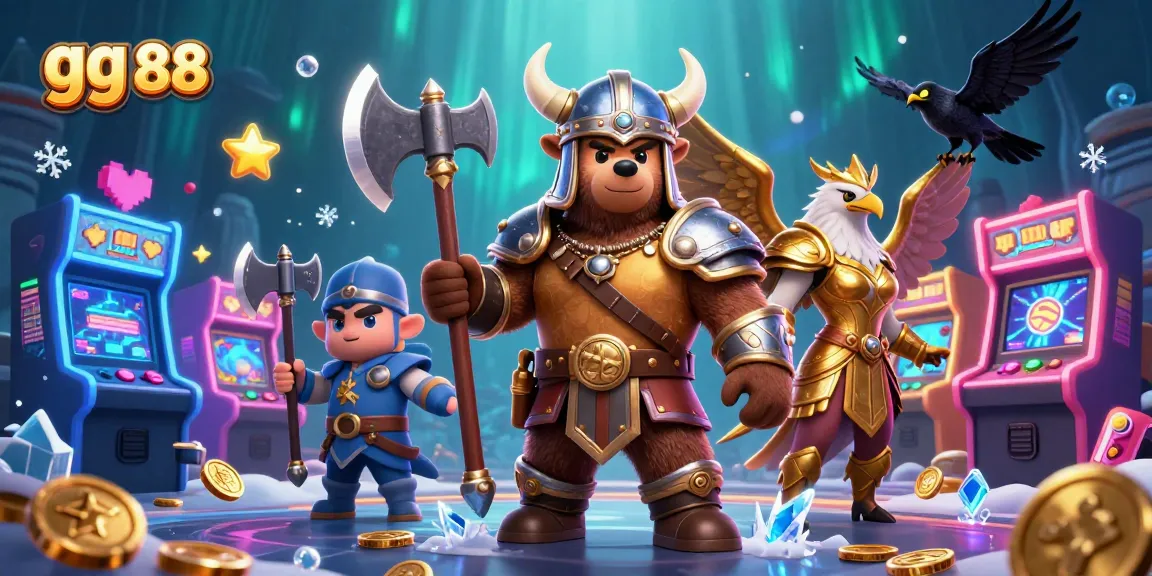 Engage with thrilling adventures at gg 88 as a Viking berserker and Valkyrie eagle in an immersive casino scene.