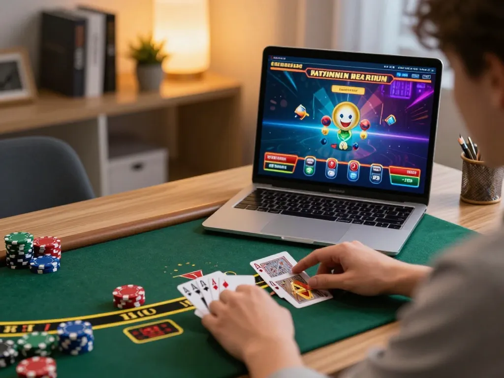 Player enjoying bom88 blackjack online, immersed in strategic betting and gameplay.