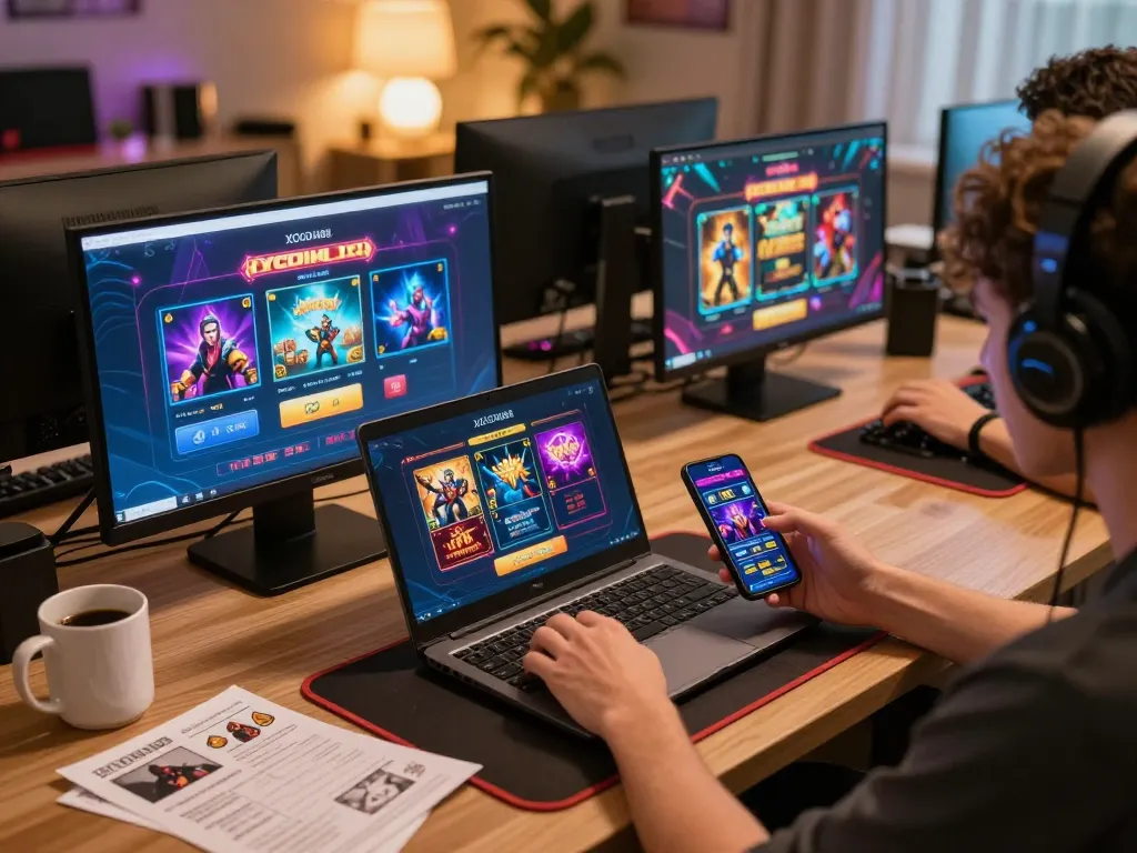 Playing exciting games on XOCDIA88 online casino platform with vibrant interfaces displayed
