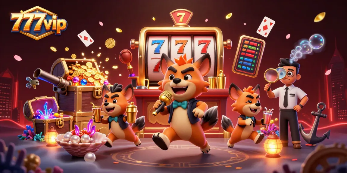 Experience fun at 777vip with a dynamic 3D scene showcasing a casino comedy club.