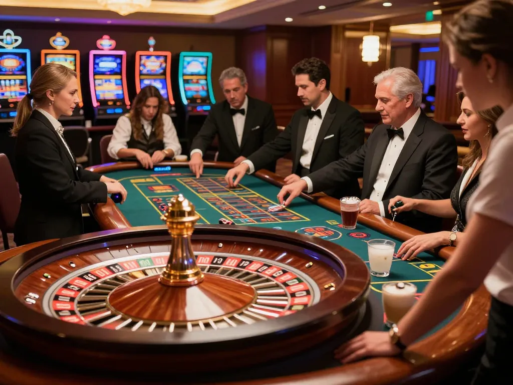 Engaged players placing bets at an exciting roulette table in the vibrant Da 88 casino atmosphere.