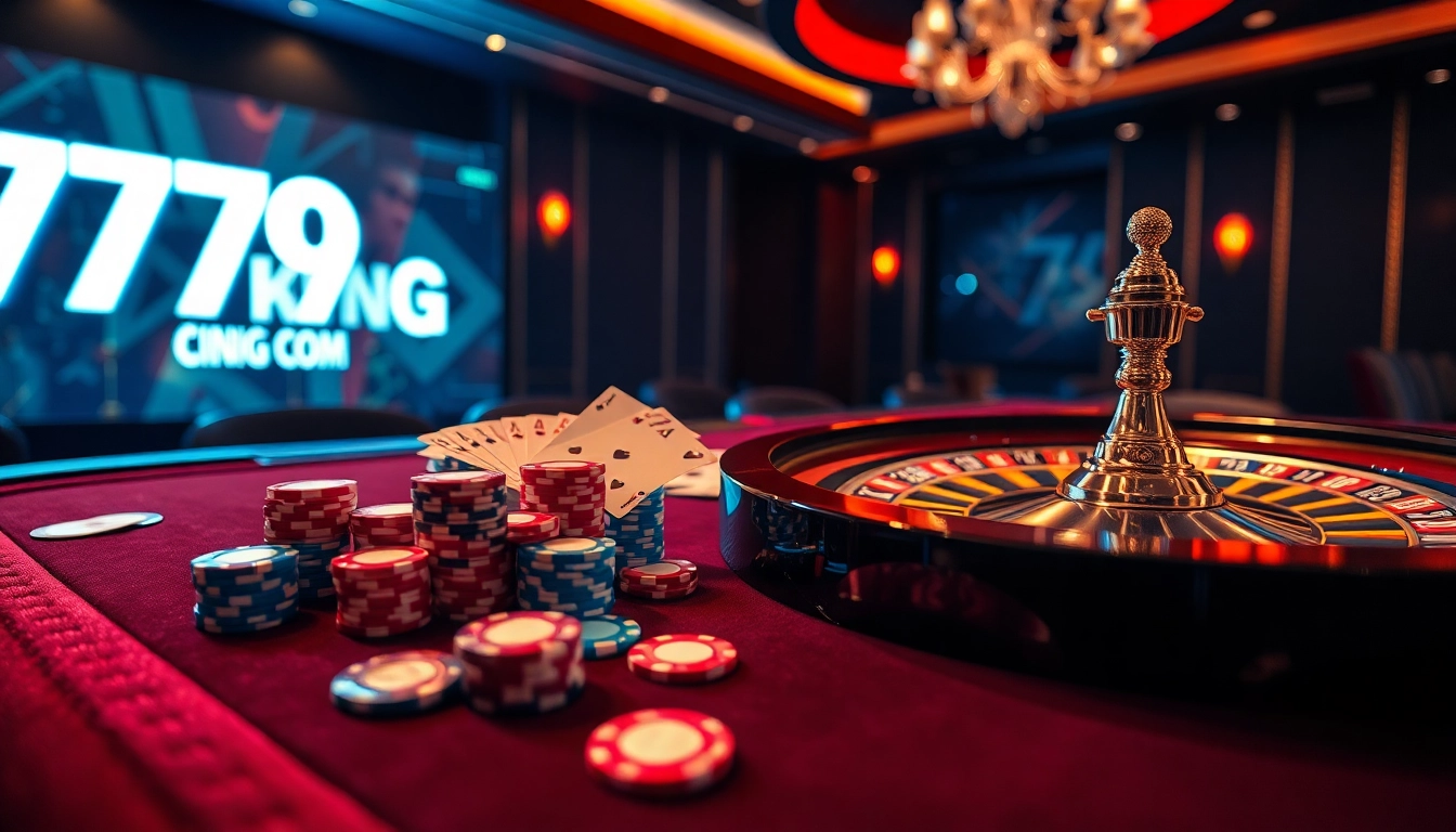 Experience the excitement at 79KING COM with vibrant casino games and poker chips.