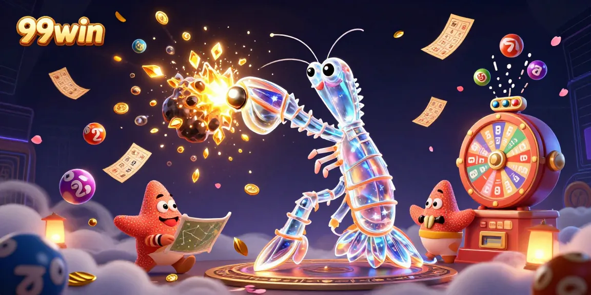 Engage in thrilling games with 99win's colorful lottery scene featuring vibrant elements.