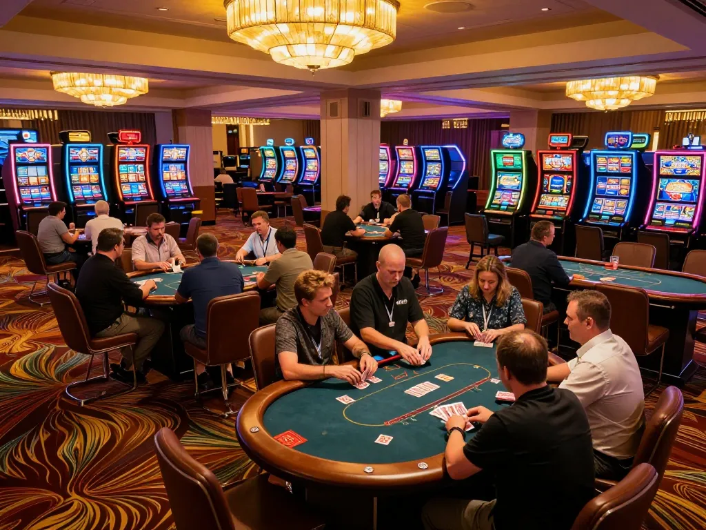 Rik vip players betting at glamorous poker tables in an upscale casino.