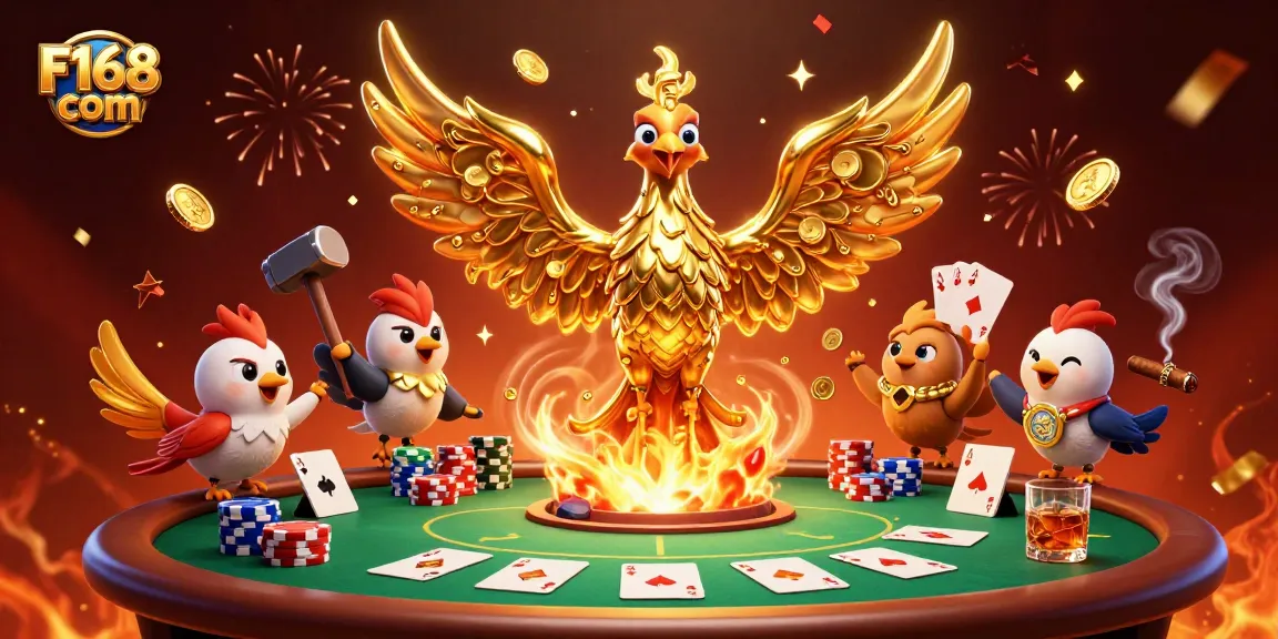 Win big with F168 com's exciting casino games and promotions in this vibrant illustration.