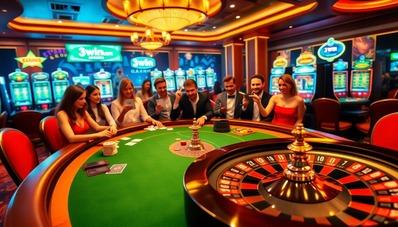 Engage with thrilling casino action at 3win com with players strategizing over a poker table.