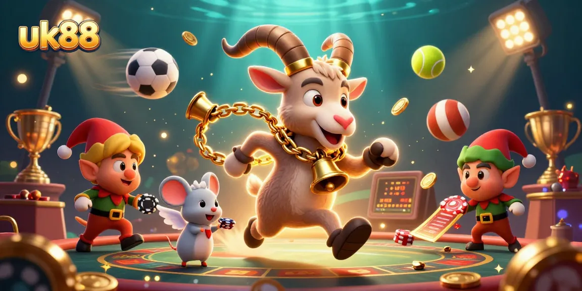 uk88 brings a vibrant casino scene to life with unique characters and dynamic sports elements.