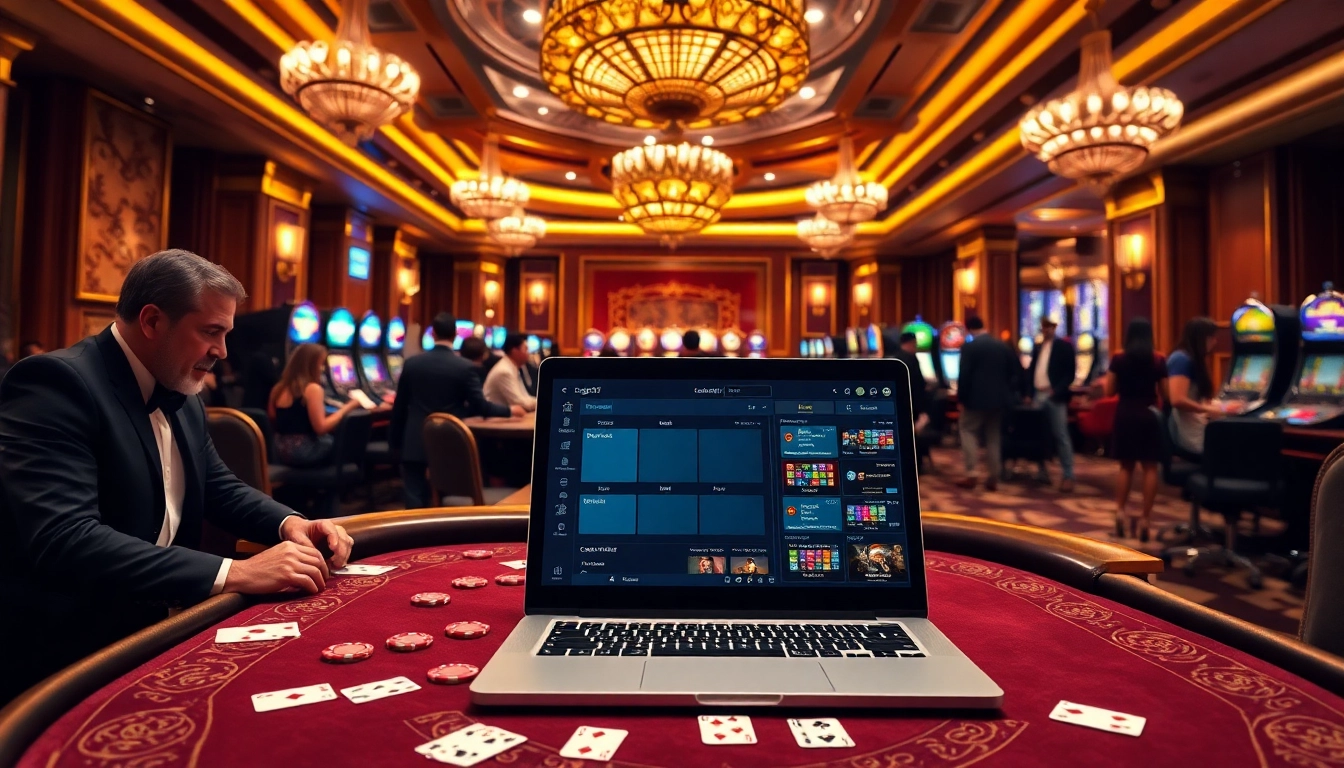 Experience the luxury of Nhà cái Lucky88 with an elegant casino table and vibrant gambling atmosphere.