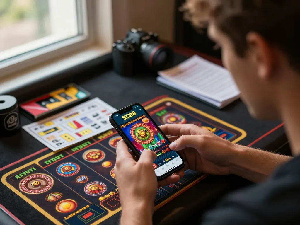 Engaging online gaming interaction on SC88 app with vibrant graphics and personalized strategy notes.